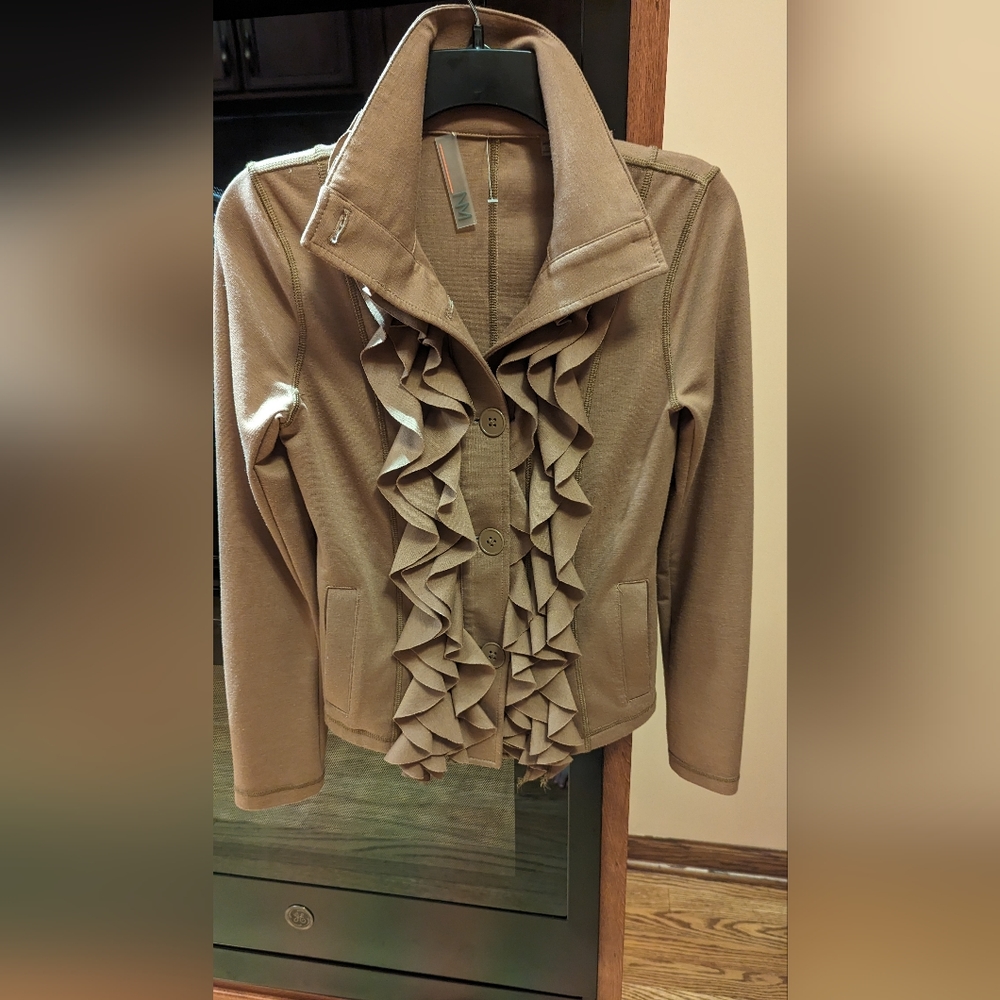 Neiman Marcus Ruffled/Button-up Blazer/blouse